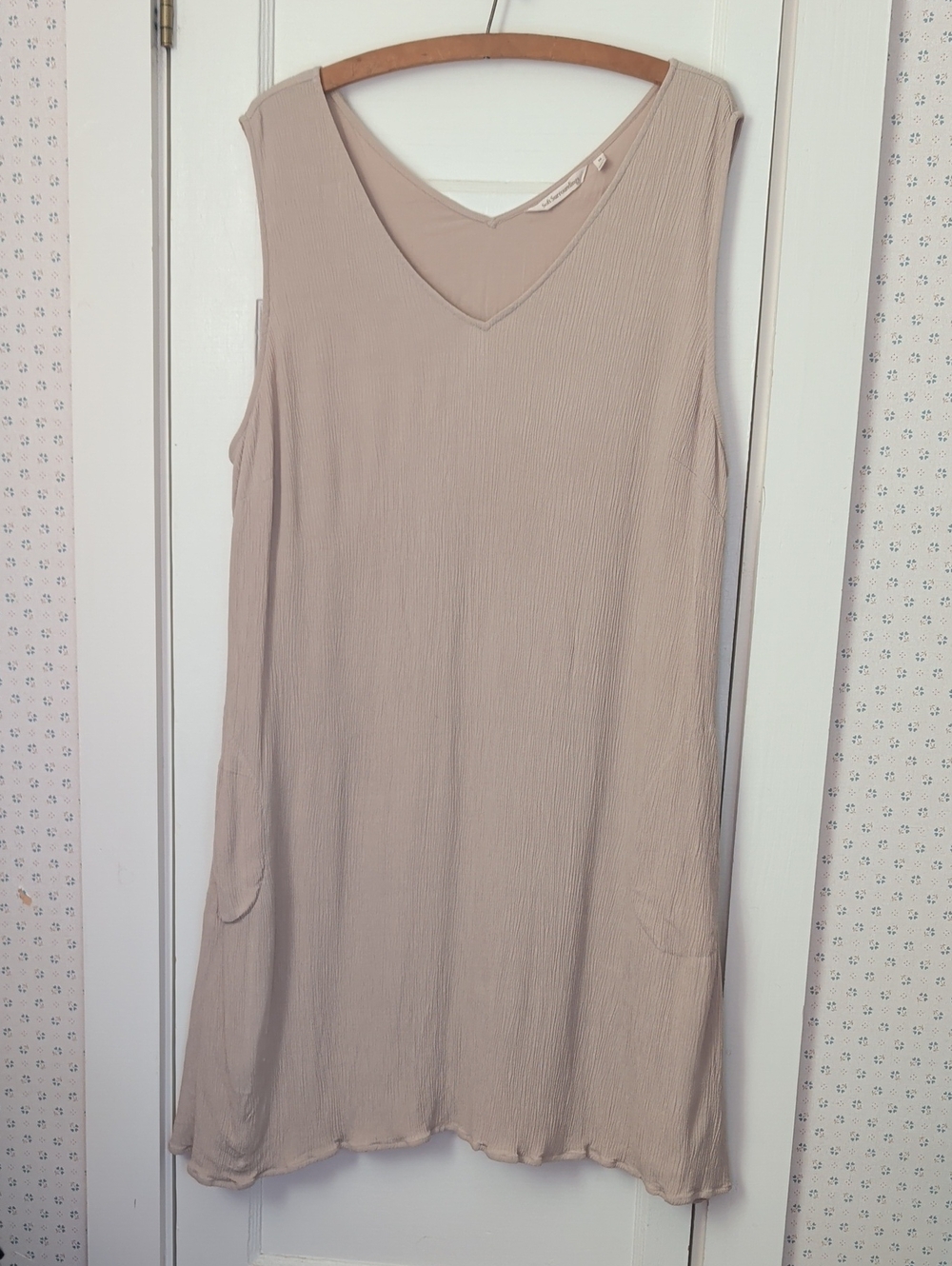 Soft Surroundings Dress Tunic Blush Beige Pockets Lined Lagen Look Boho Coastal